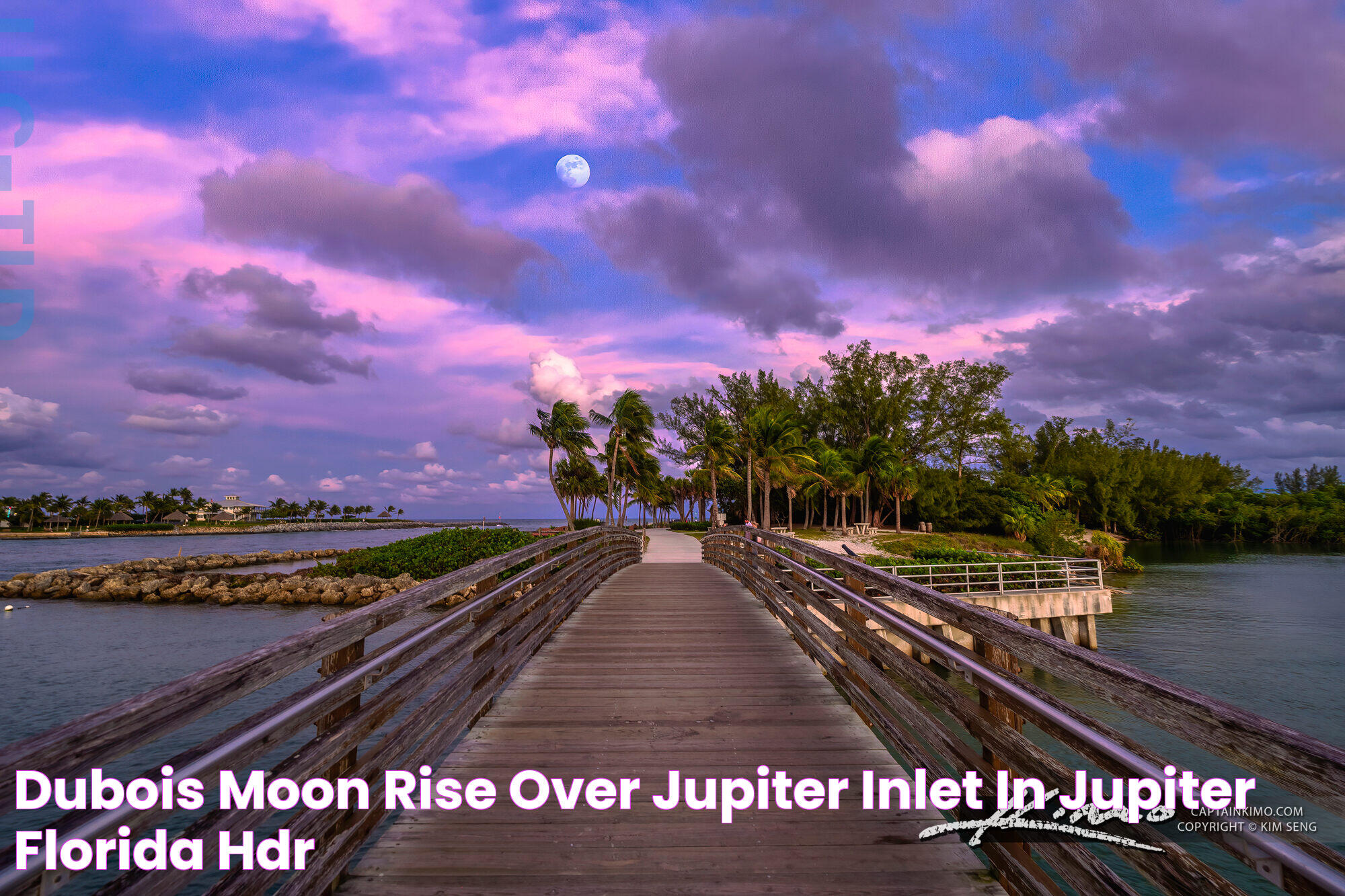 Dubois Moon Rise Over Jupiter Inlet in Jupiter Florida HDR