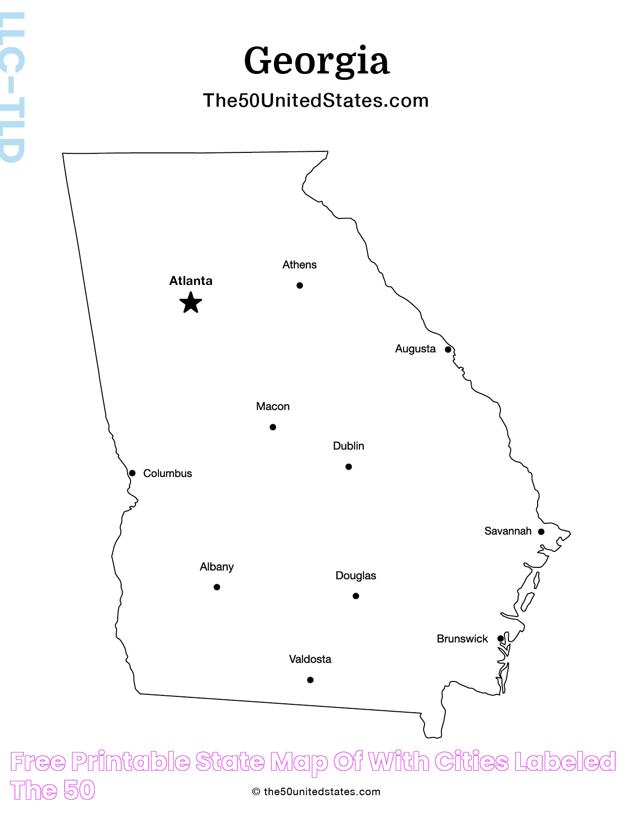 Free Printable State Map of with Cities (Labeled) The 50