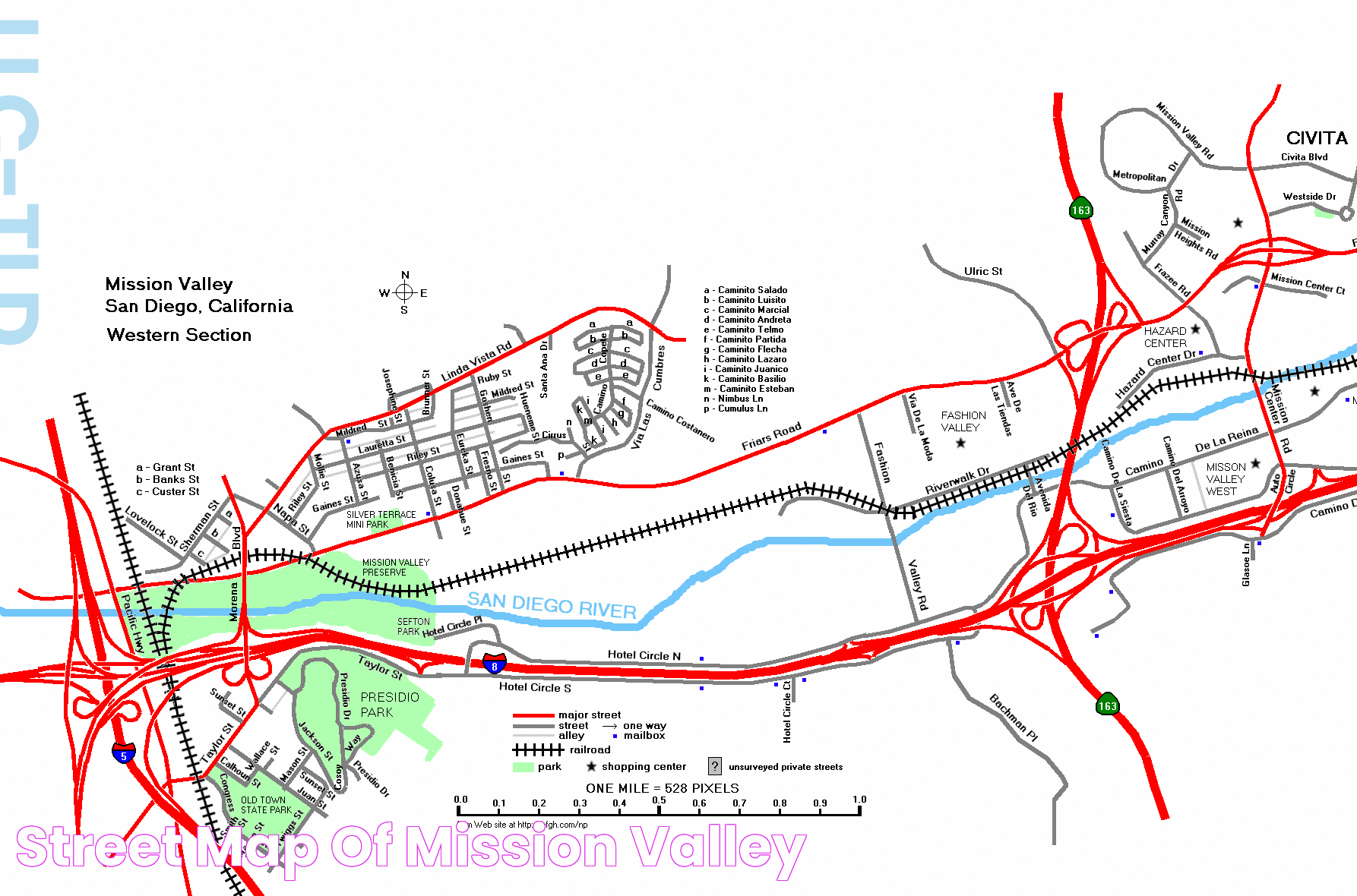 Street Map of Mission Valley