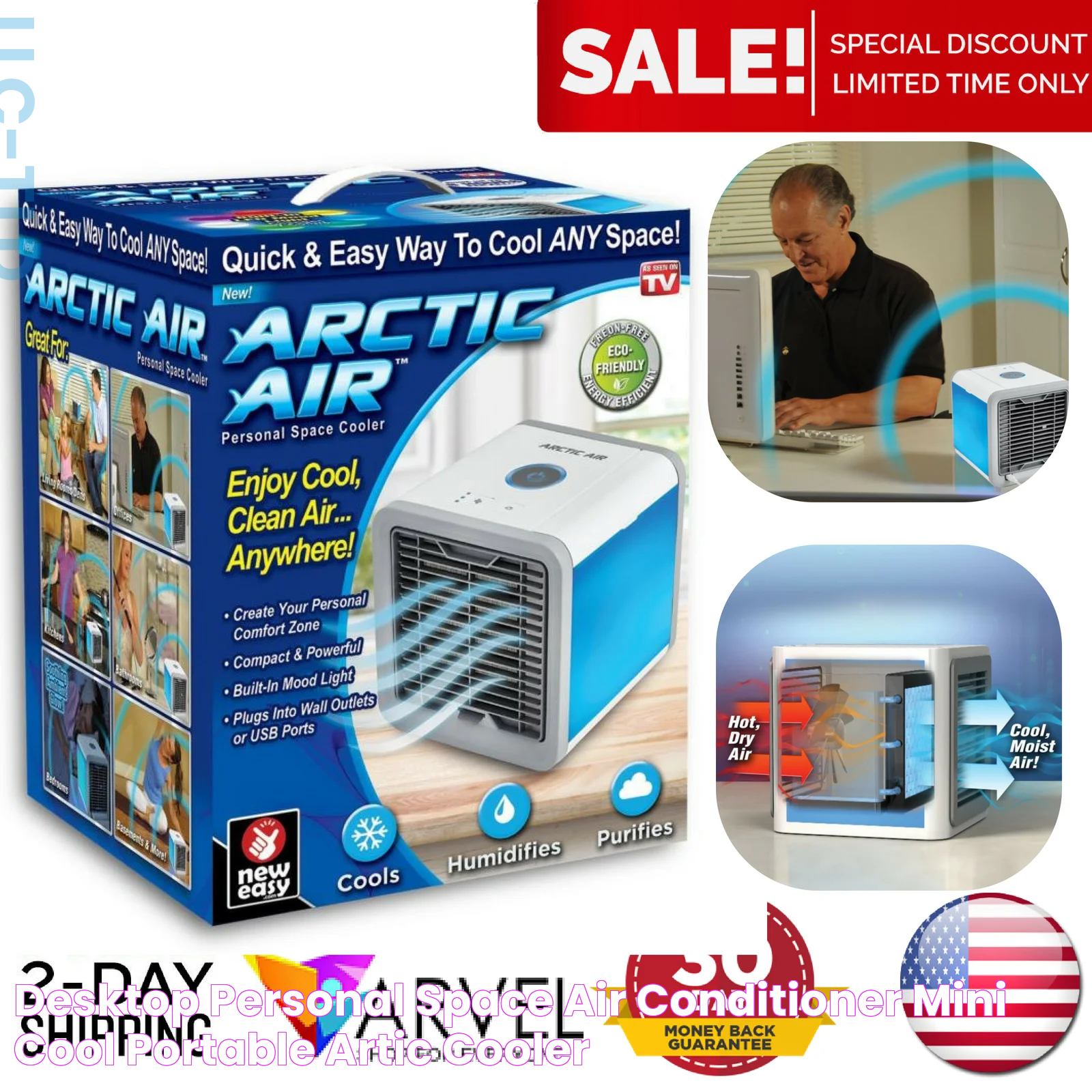 Desktop Personal Space Air Conditioner Mini Cool Portable Artic Cooler