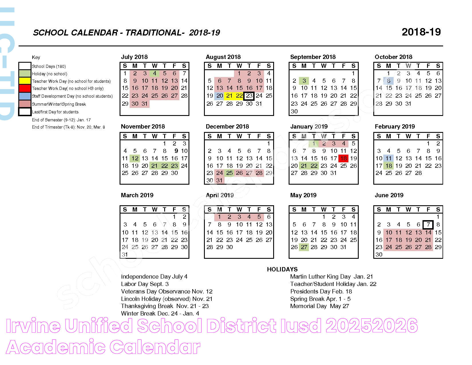 Irvine Unified School District (IUSD) 20252026 Academic Calendar