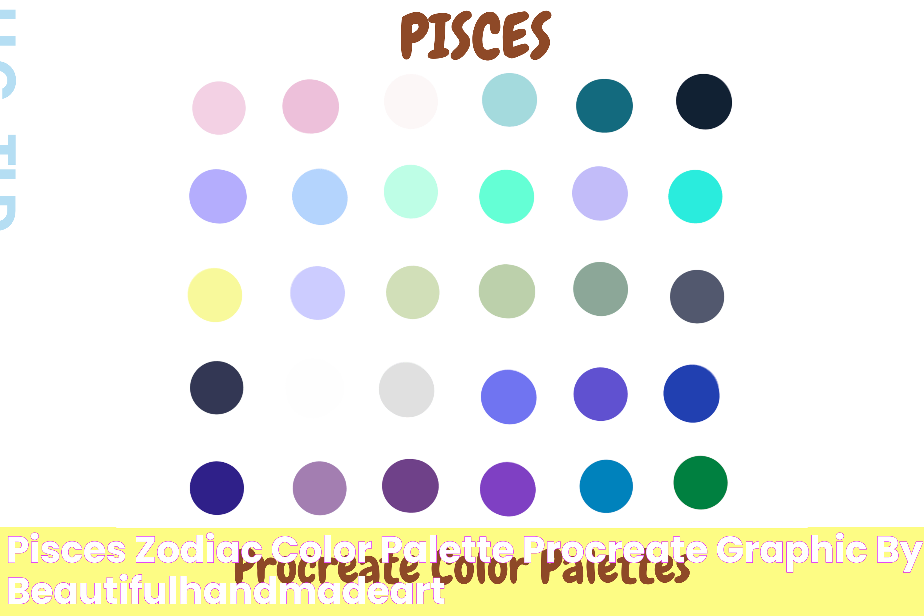 Pisces Zodiac Color Palette Procreate Graphic by BeautifulHandmadeArt