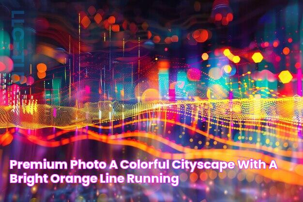 Premium Photo A colorful cityscape with a bright orange line running