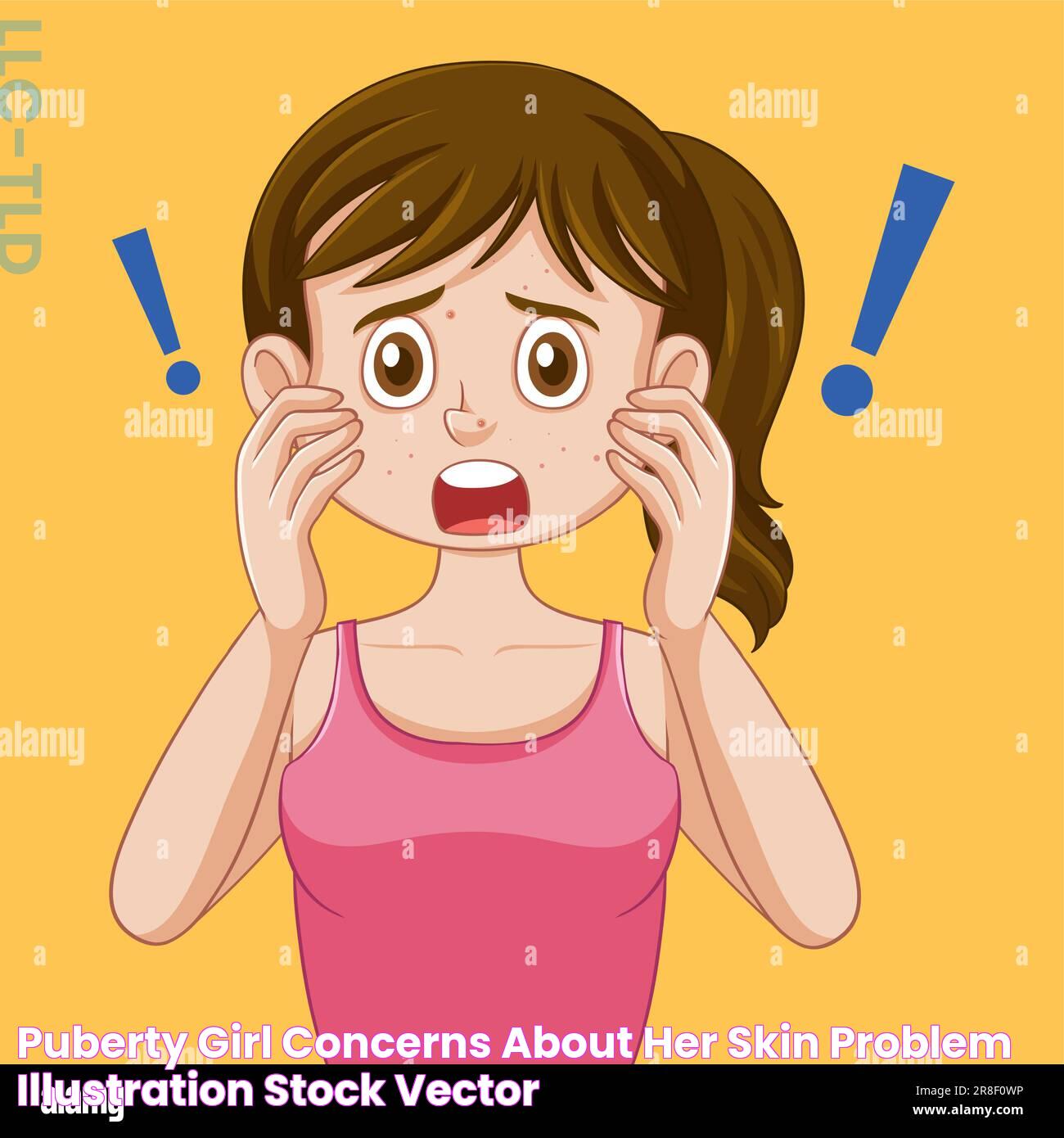 Puberty Girl Concerns About Her Skin Problem illustration Stock Vector