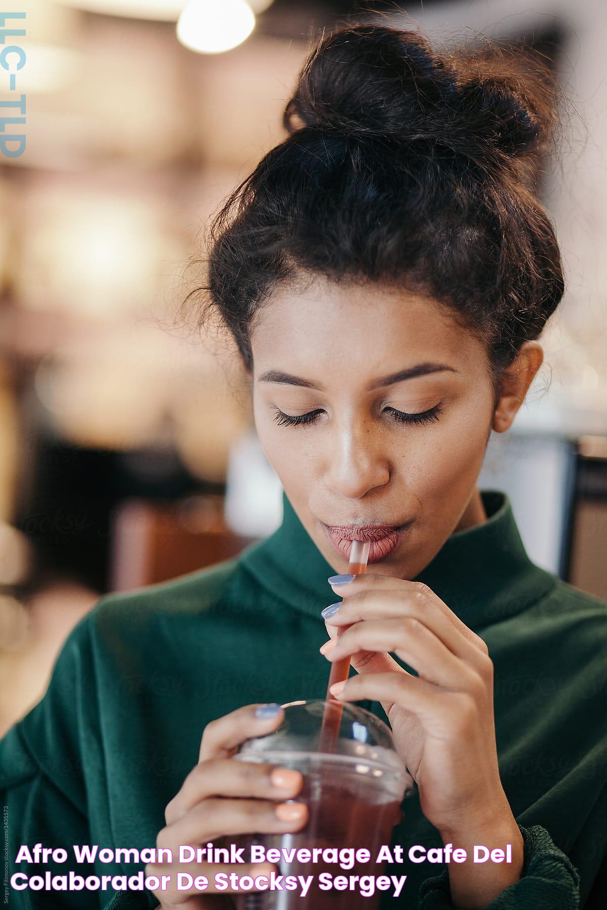 «Afro Woman Drink Beverage At Cafe» del colaborador de Stocksy «Sergey