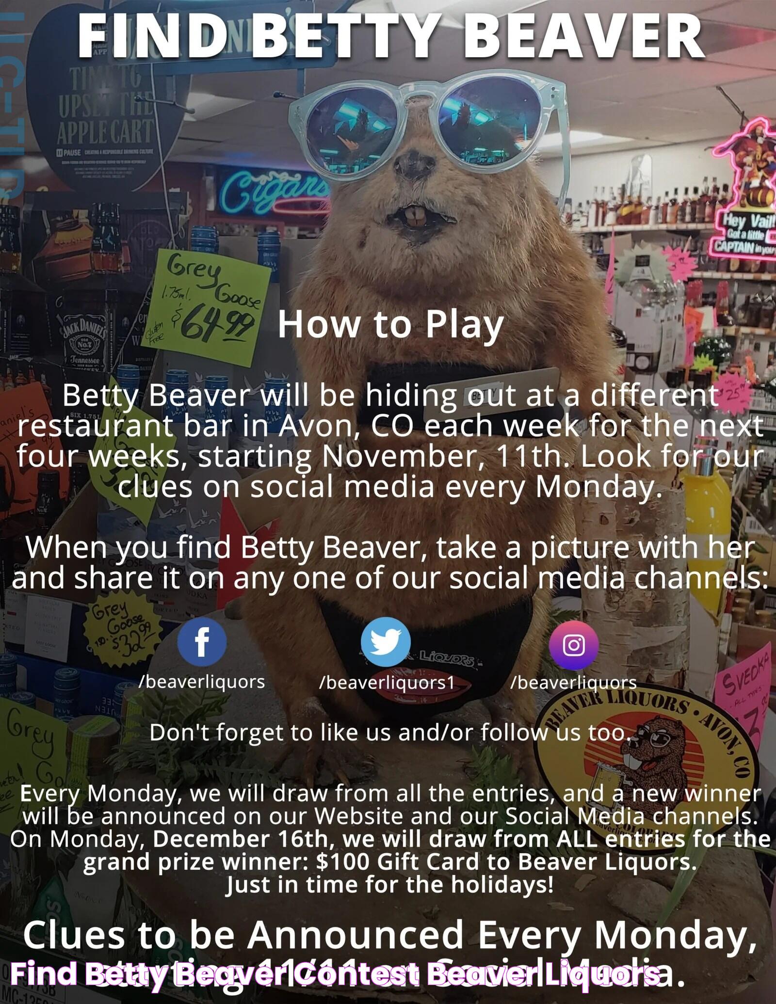 Find Betty Beaver Contest Beaver Liquors