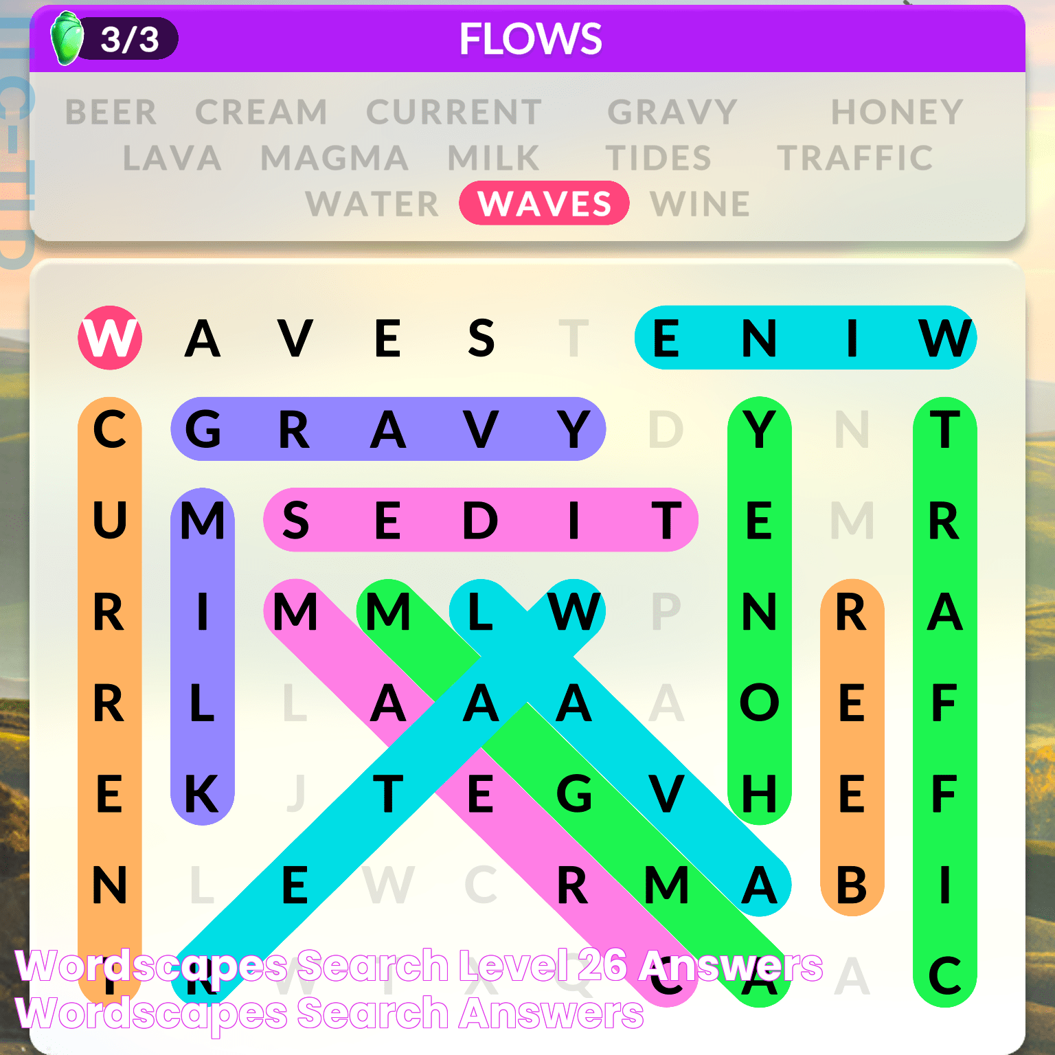 Wordscapes Search Level 26 Answers Wordscapes Search Answers