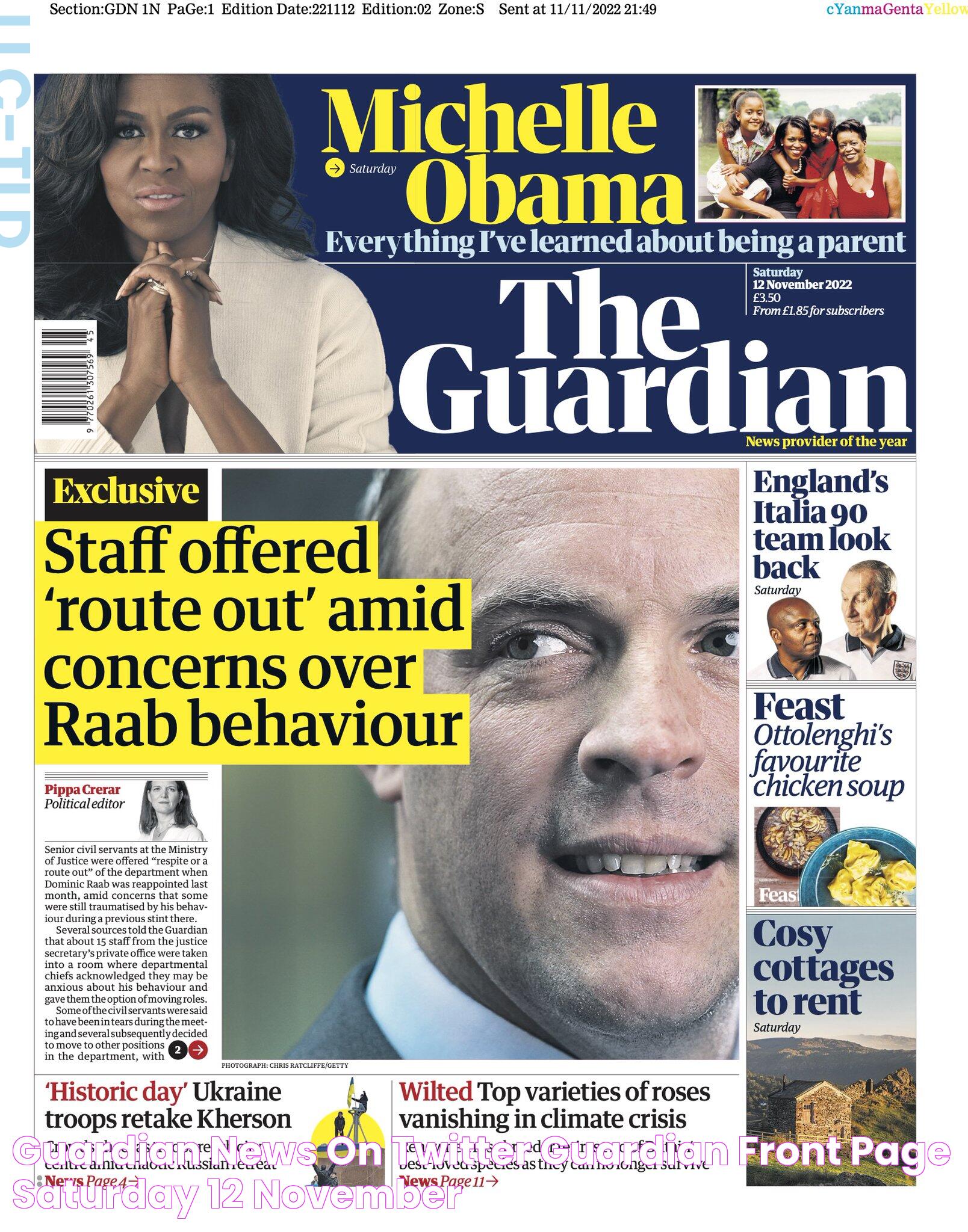 Guardian news on Twitter "Guardian front page, Saturday 12 November