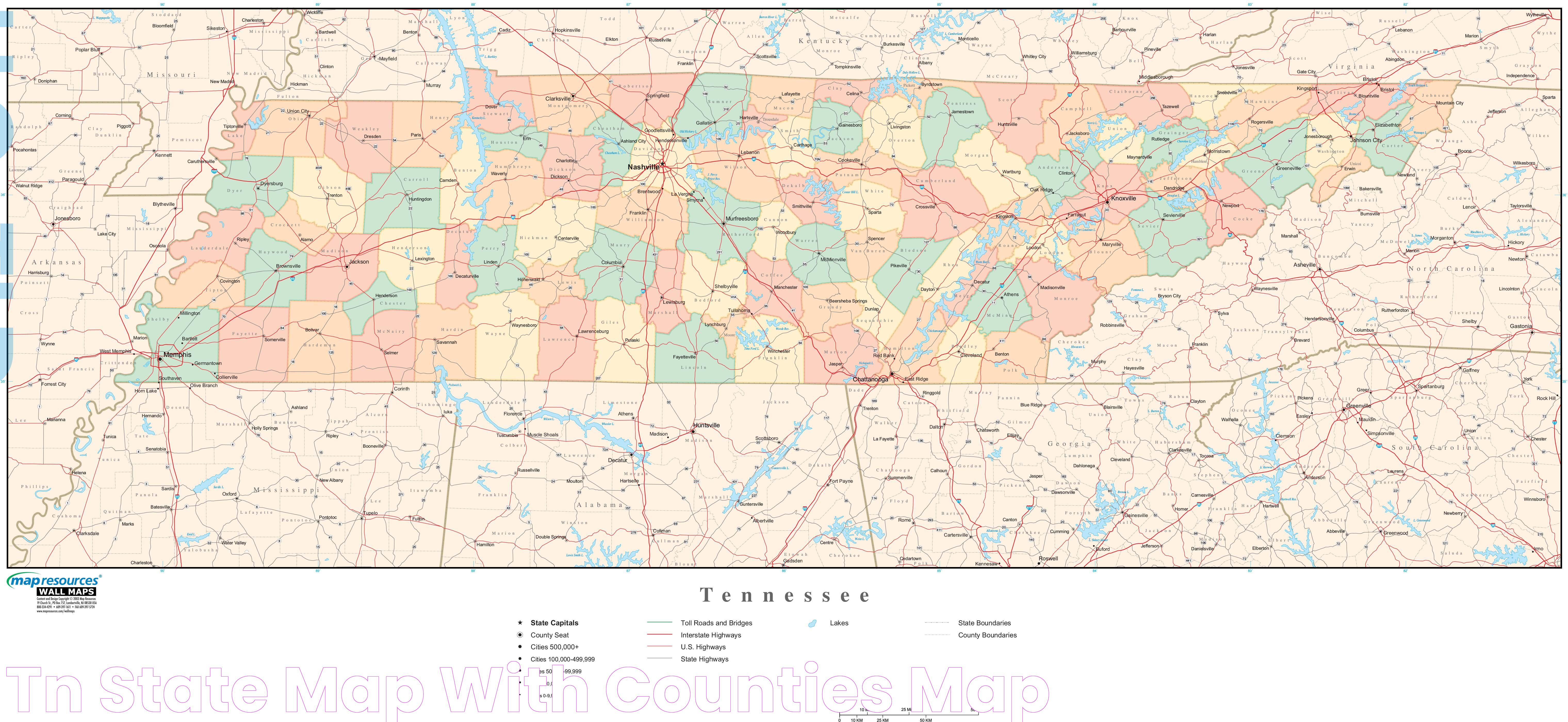 Tn State Map With Counties Map