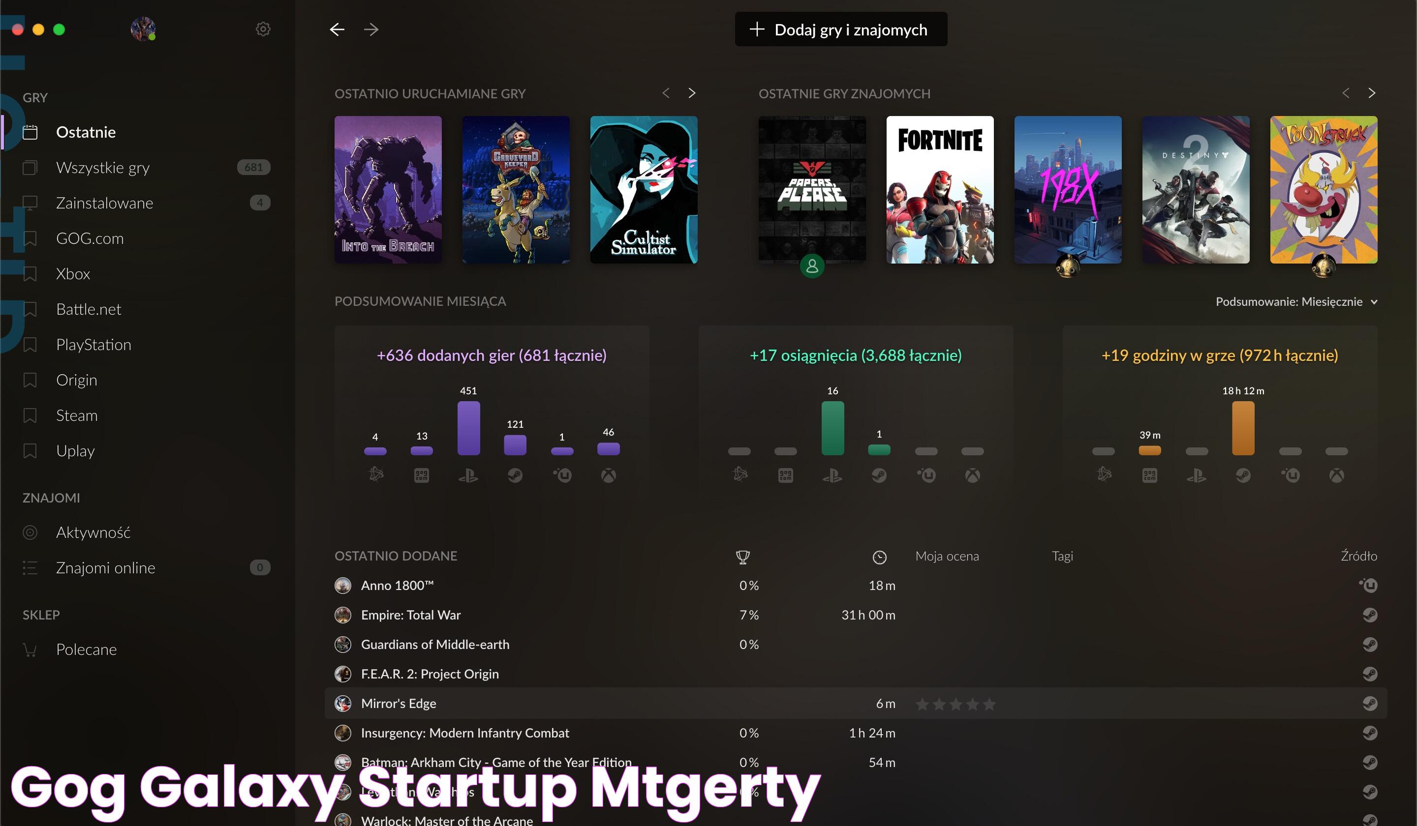 Gog galaxy startup mtgerty