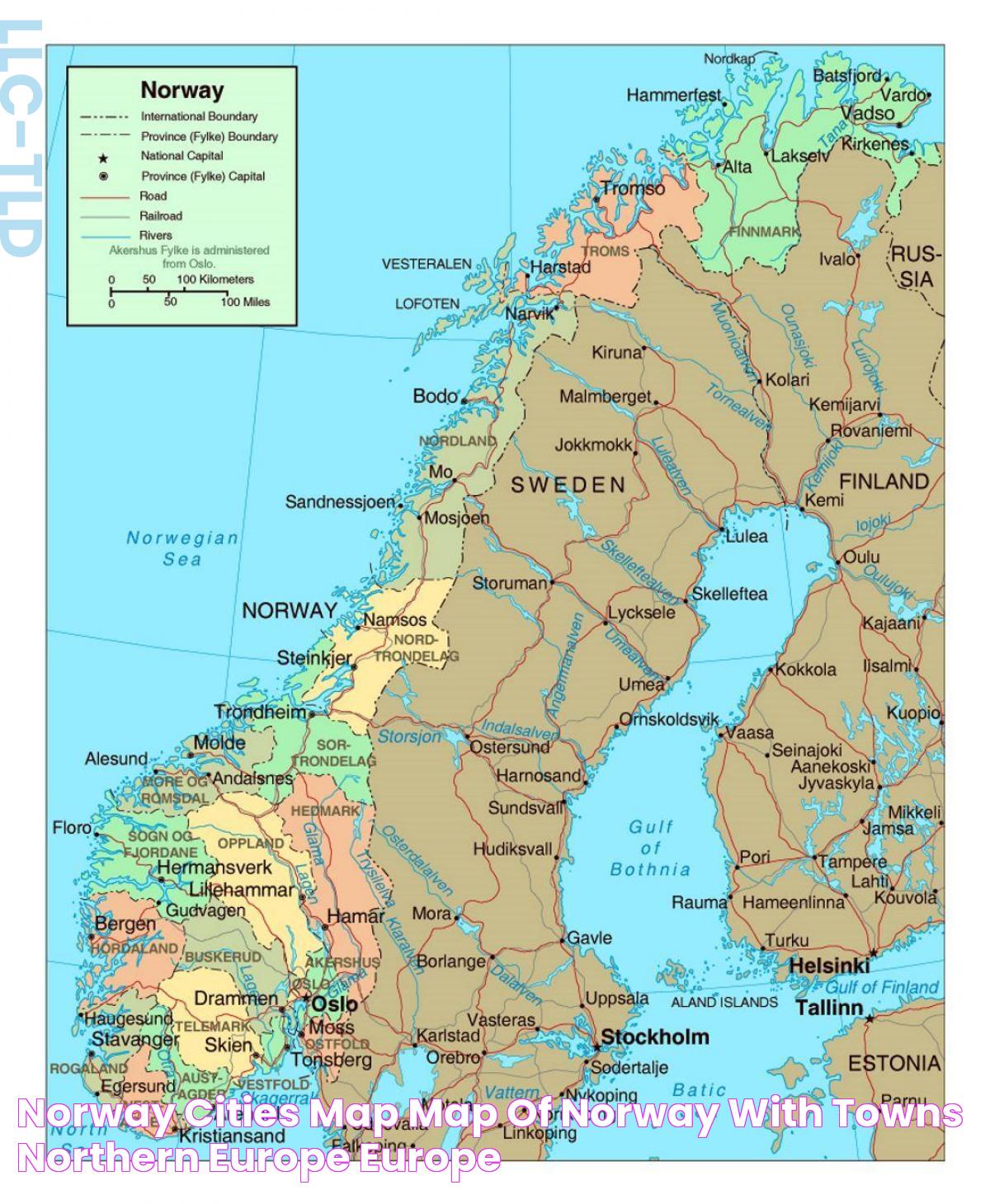 Norway cities map Map of Norway with towns (Northern Europe Europe)