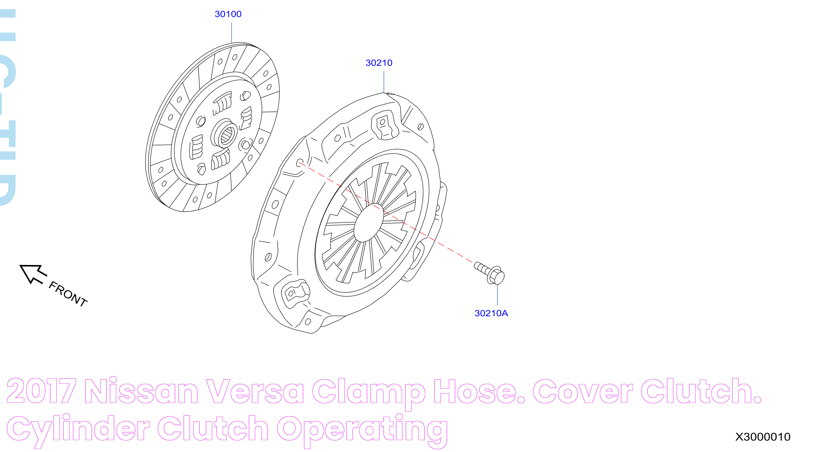 2017 Nissan Versa Clamp Hose. Cover Clutch. Cylinder Clutch Operating