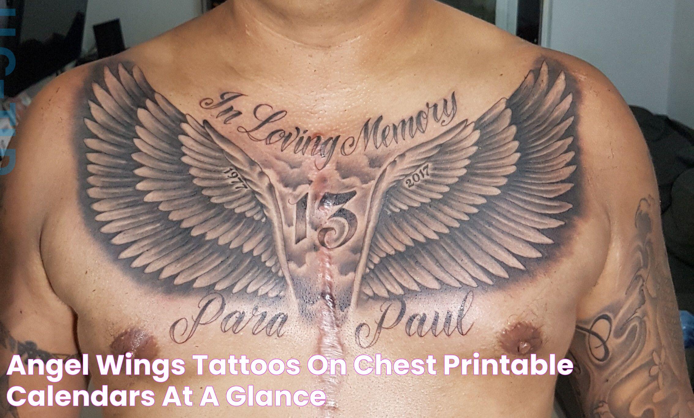 Angel Wings Tattoos On Chest Printable Calendars AT A GLANCE