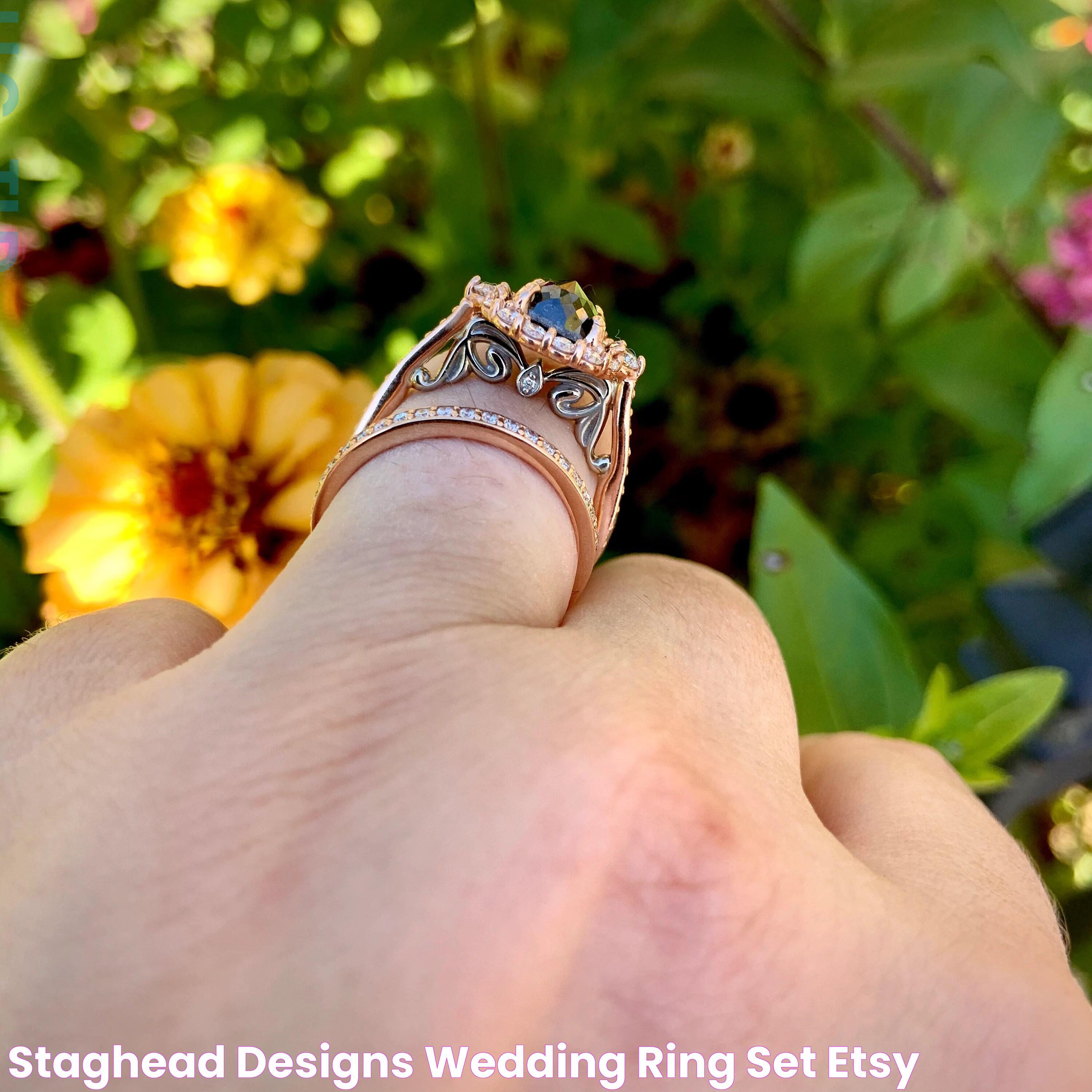 Staghead Designs Wedding Ring Set Etsy